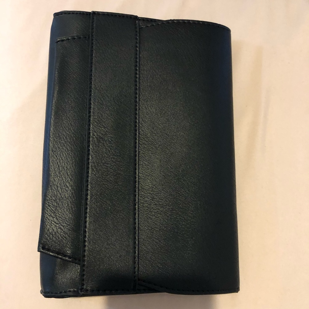 Black vegan leather cross body purse